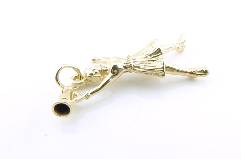 14 Karat Yellow Gold Cheerleader Charm For Sale at 1stDibs