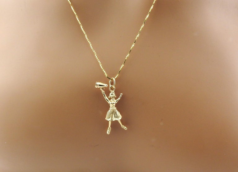 14 Karat Yellow Gold Cheerleader Charm For Sale at 1stDibs
