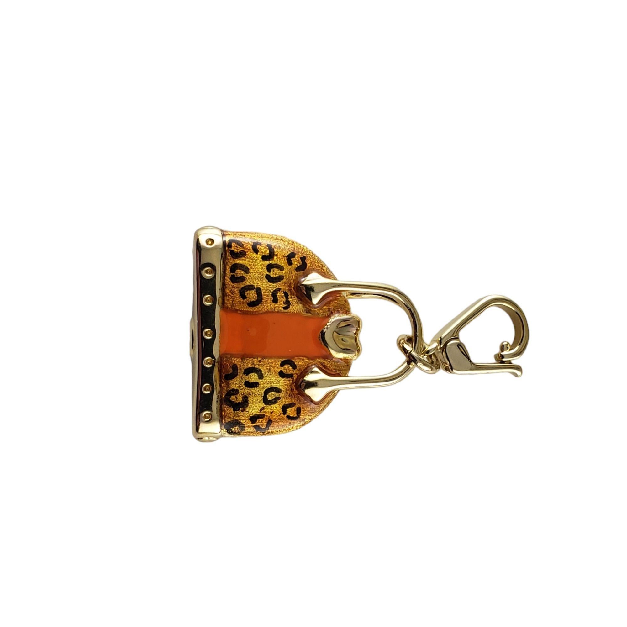 14 Karat Yellow Gold Cheetah Print Handbag Charm For Sale 2