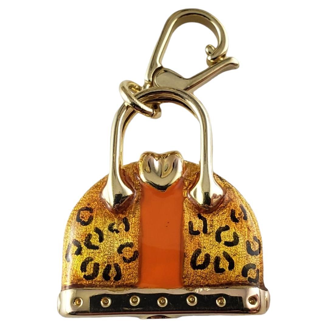 14 Karat Yellow Gold Cheetah Print Handbag Charm For Sale