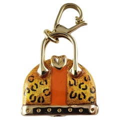 Vintage 14 Karat Yellow Gold Cheetah Print Handbag Charm