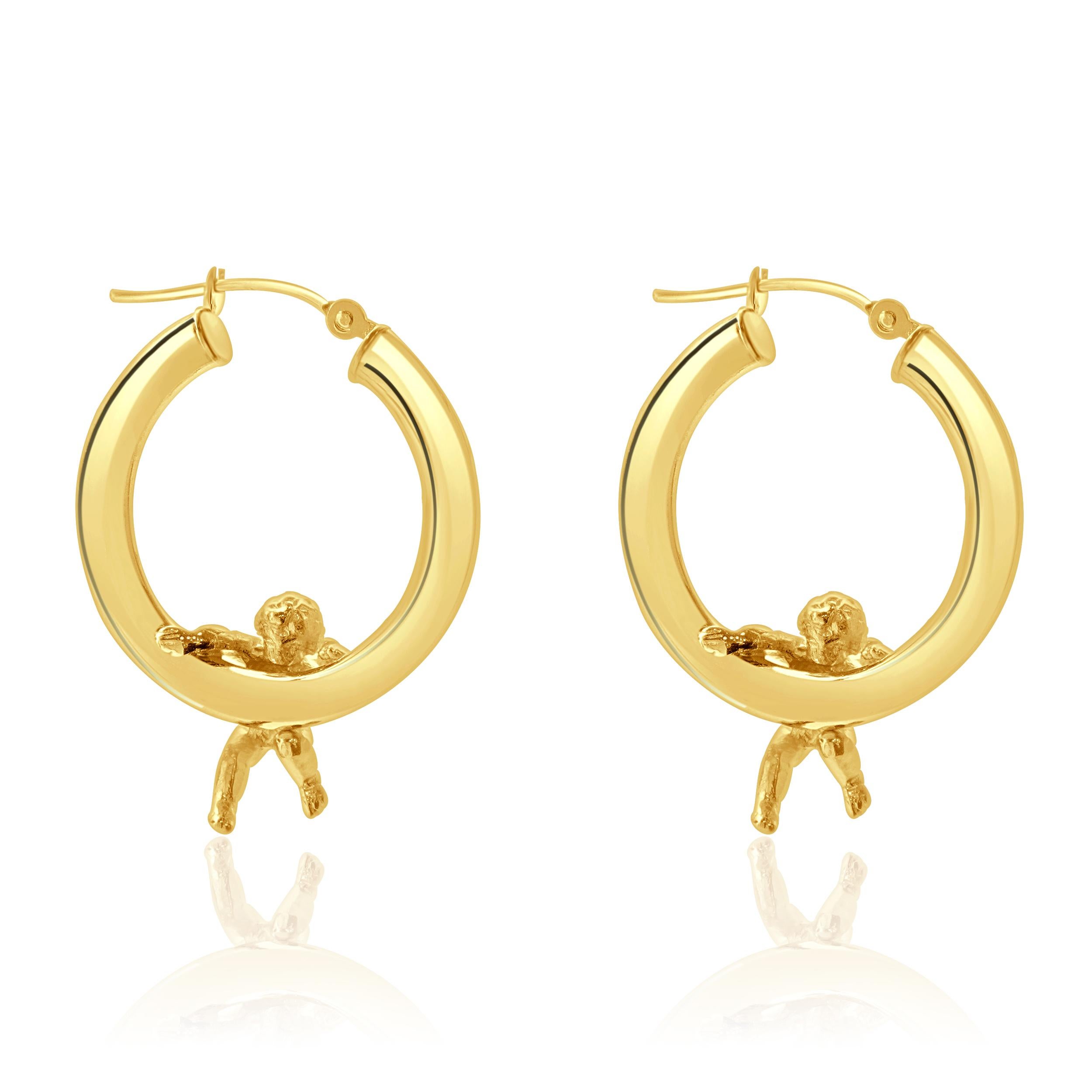 cherub earrings gold