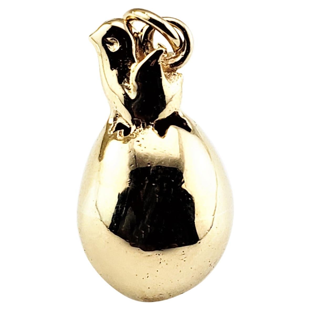 14 Karat Yellow Gold Chick and Egg Charm For Sale