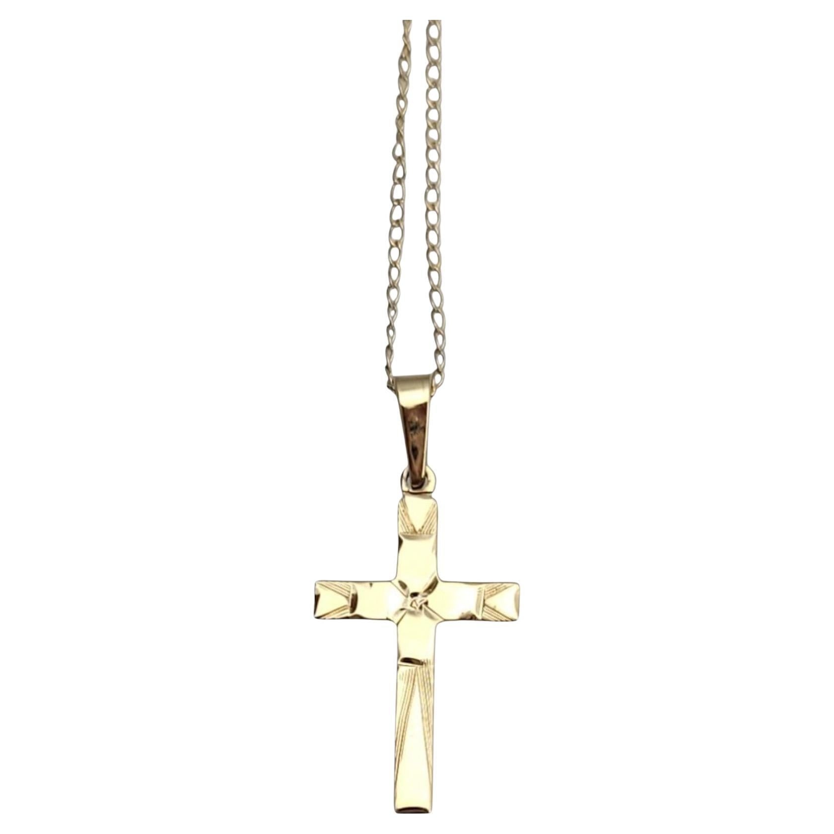 14 Karat Yellow Gold Children's Cross Pendant Necklace #21627