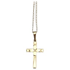 14 Karat Yellow Gold Children's Cross Pendant Necklace #21627
