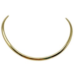 14 Karat Yellow Gold Choker Collar Omega Link Necklace