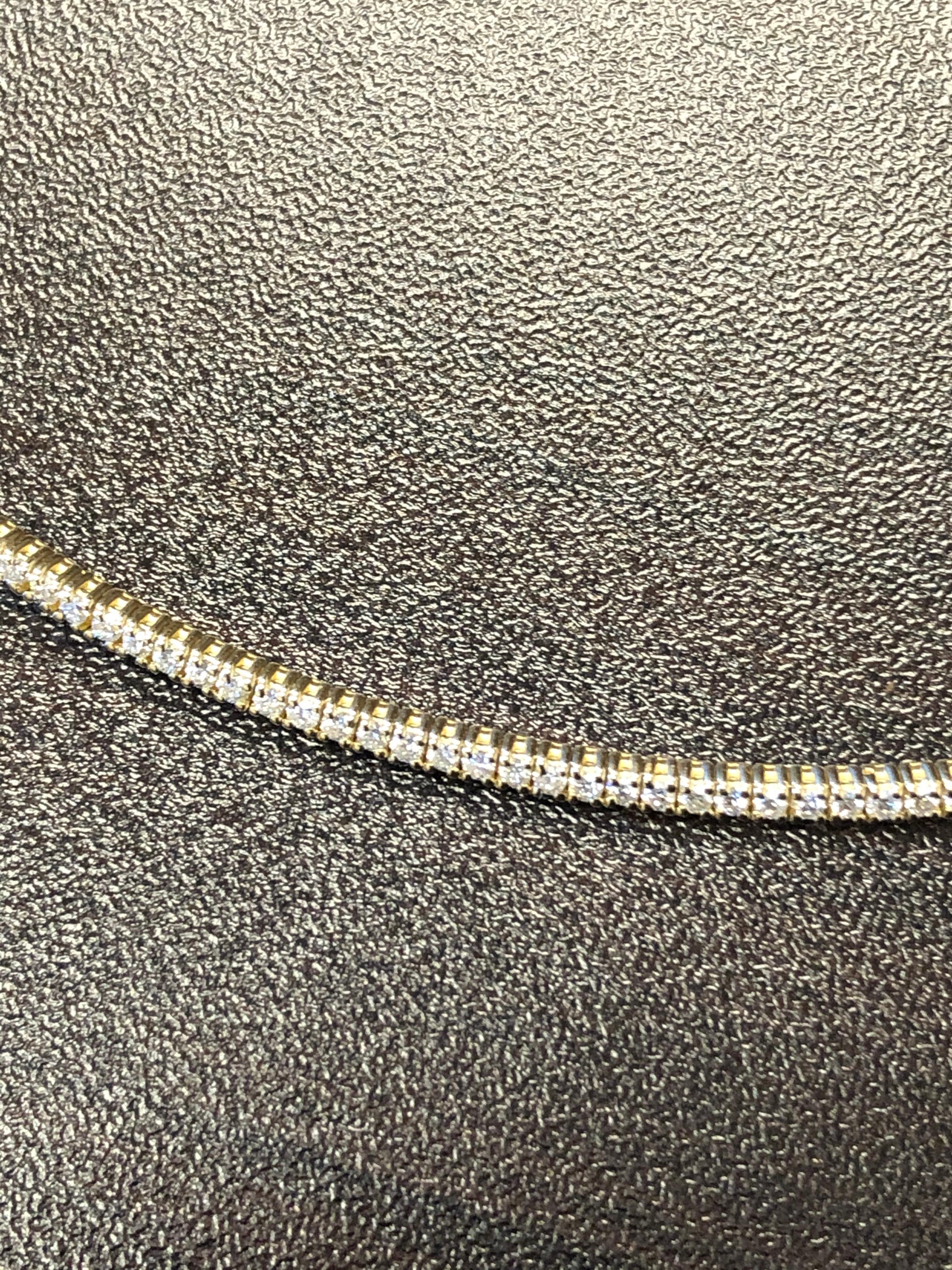 18 Karat Yellow Gold Choker Diamond Necklace 2 Carat In New Condition For Sale In Great Neck, NY
