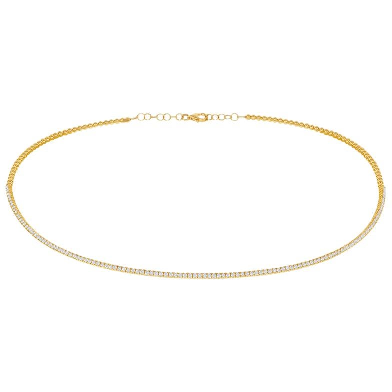 18 Karat Yellow Gold Diamond Choker Necklace For Sale at 1stDibs