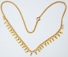 14 Karat Yellow Gold Choker Necklace with Flower Decoration 1950s