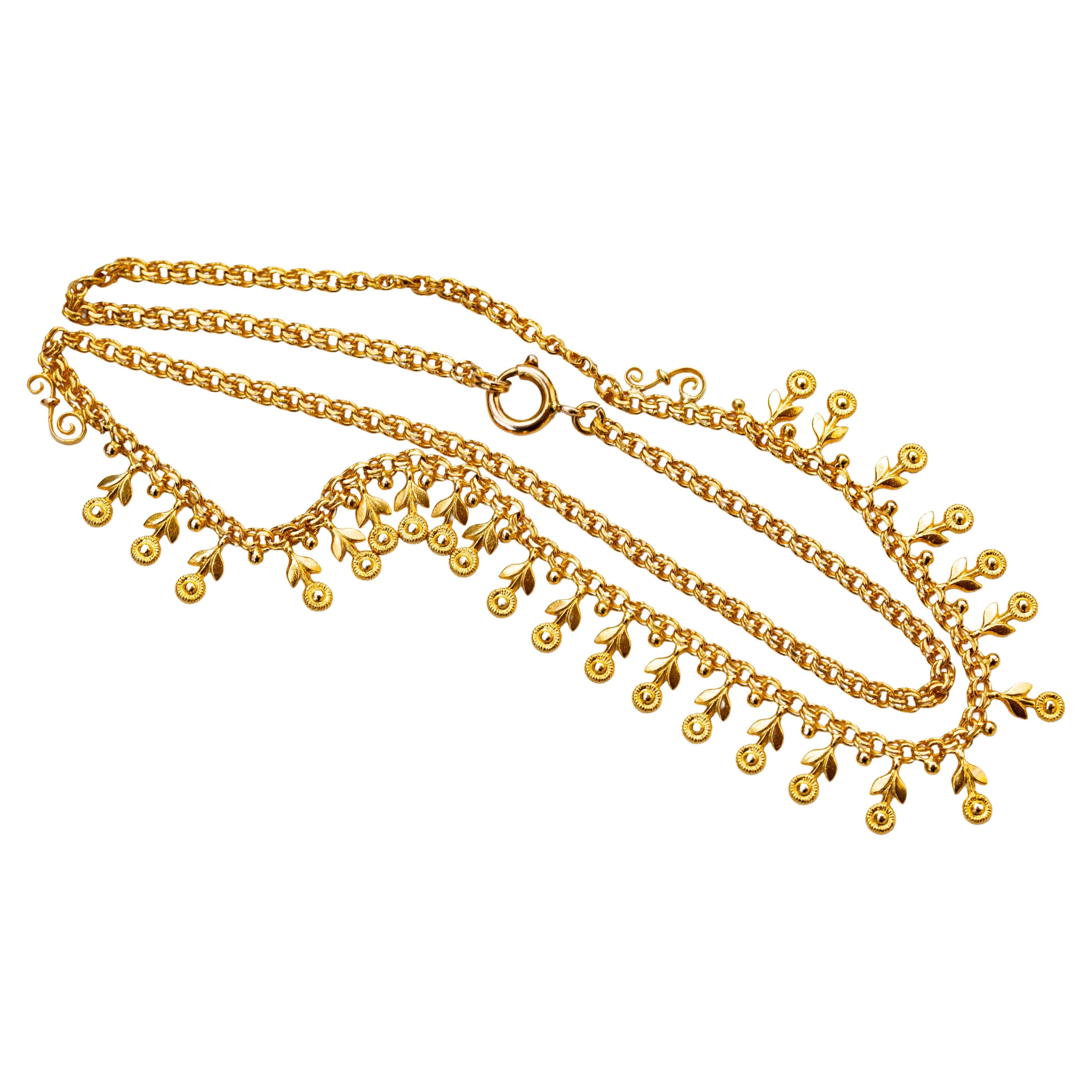 14 Karat Gelbgold Choker-Halskette mit Blumendekoration 1950er Jahre im Angebot