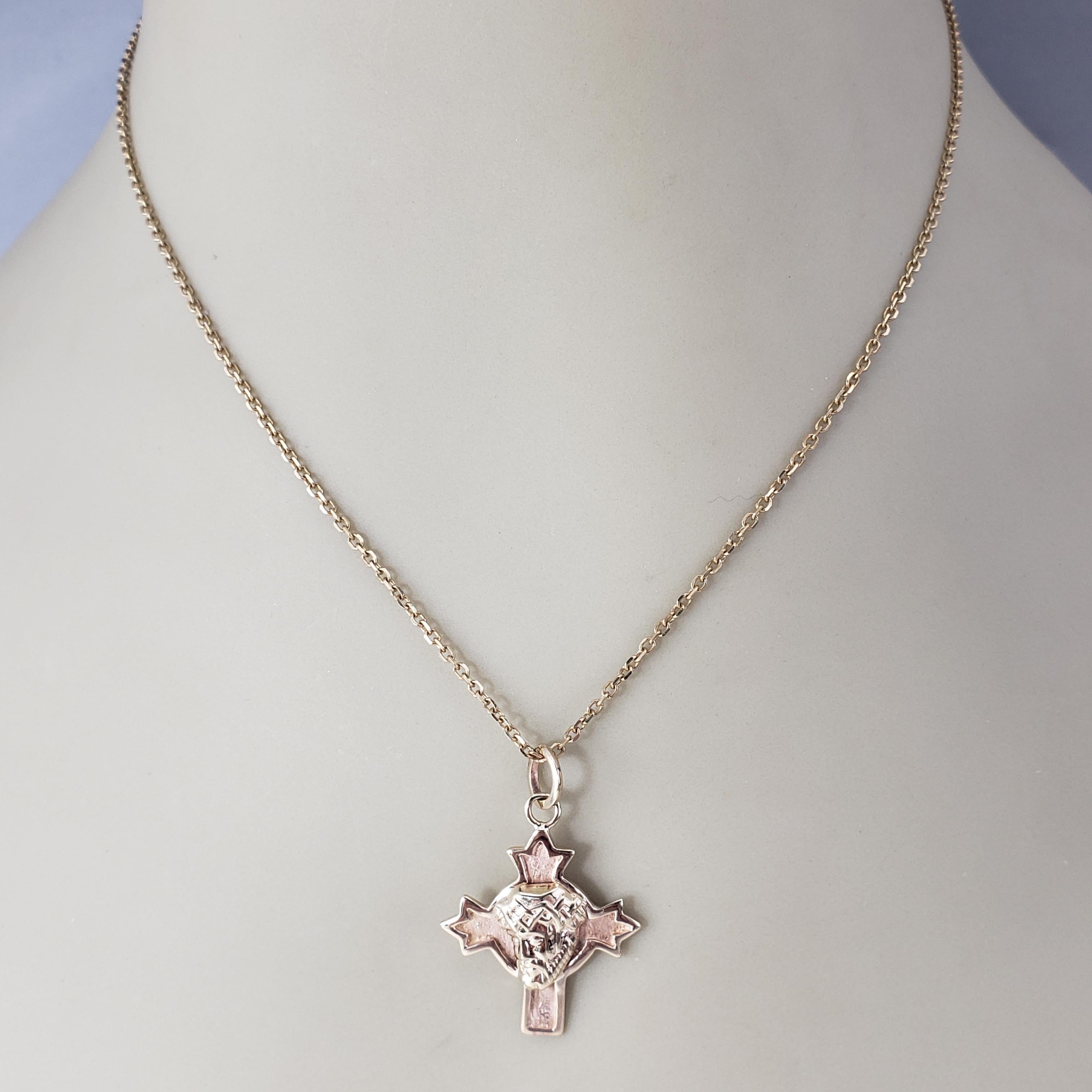 14 Karat Yellow Gold Christ Head Cross Pendant #19131 For Sale 2