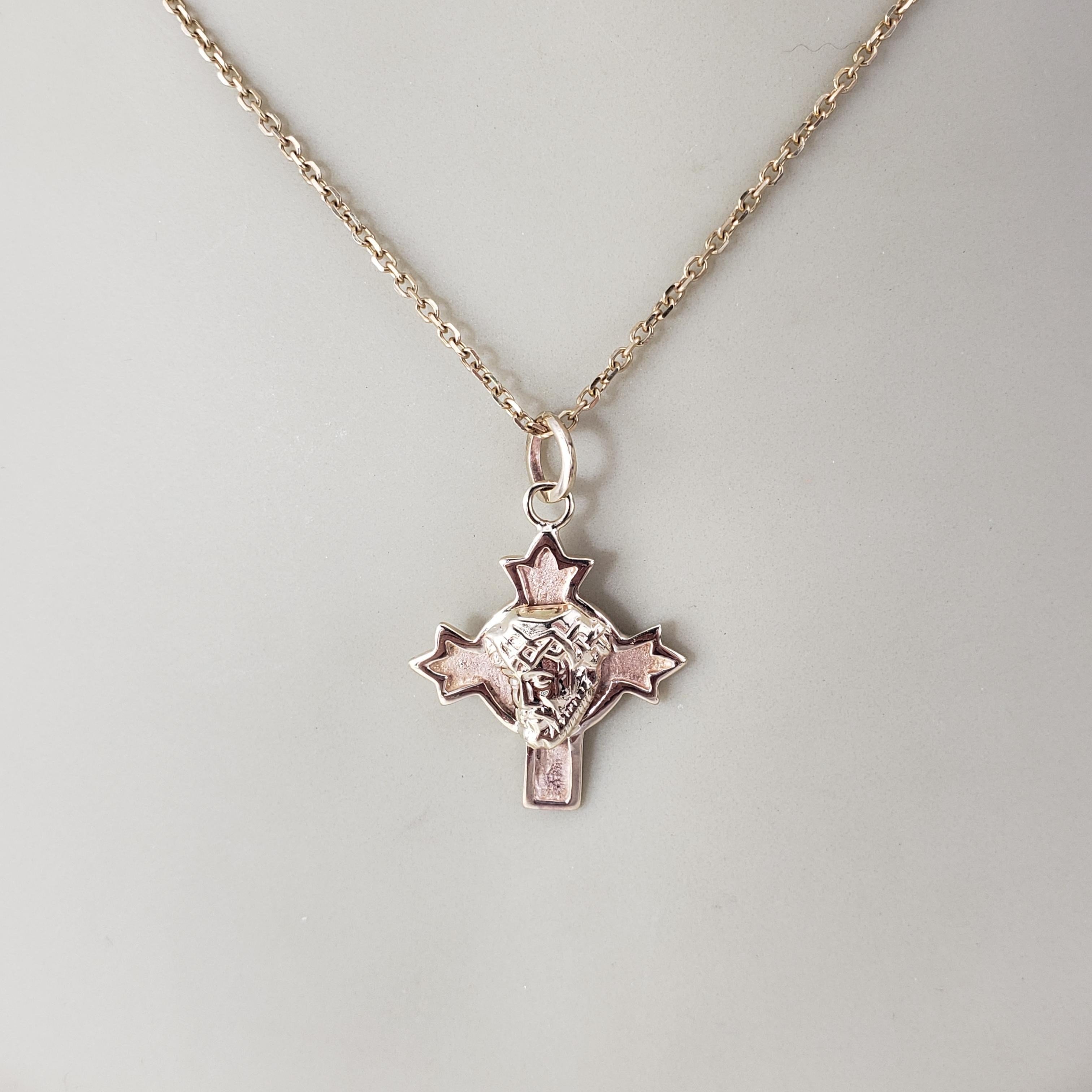 14 Karat Yellow Gold Christ Head Cross Pendant #19131 For Sale 3