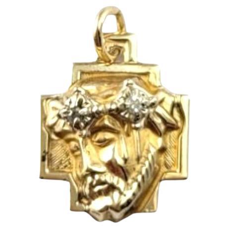 14 Karat Yellow Gold Christ Head On Cross Charm #21507