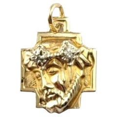 14 Karat Yellow Gold Christ Head On Cross Charm #21507