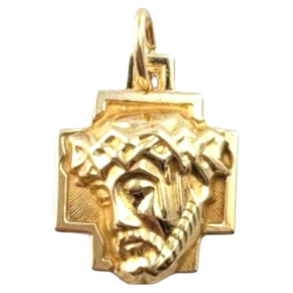 14 Karat Yellow Gold Christ Head on Cross Pendant #21512