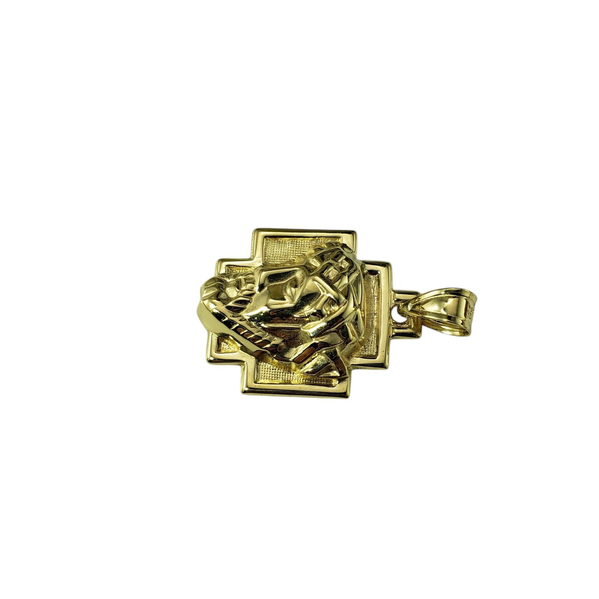 14 Karat Yellow Gold Christ Head Pendant

This exquisite 14K yellow gold pendant features a finely crafted depiction of Christ's head, symbolizing faith and devotion.
Designed as a hollow piece, it offers a lightweight feel without compromising its