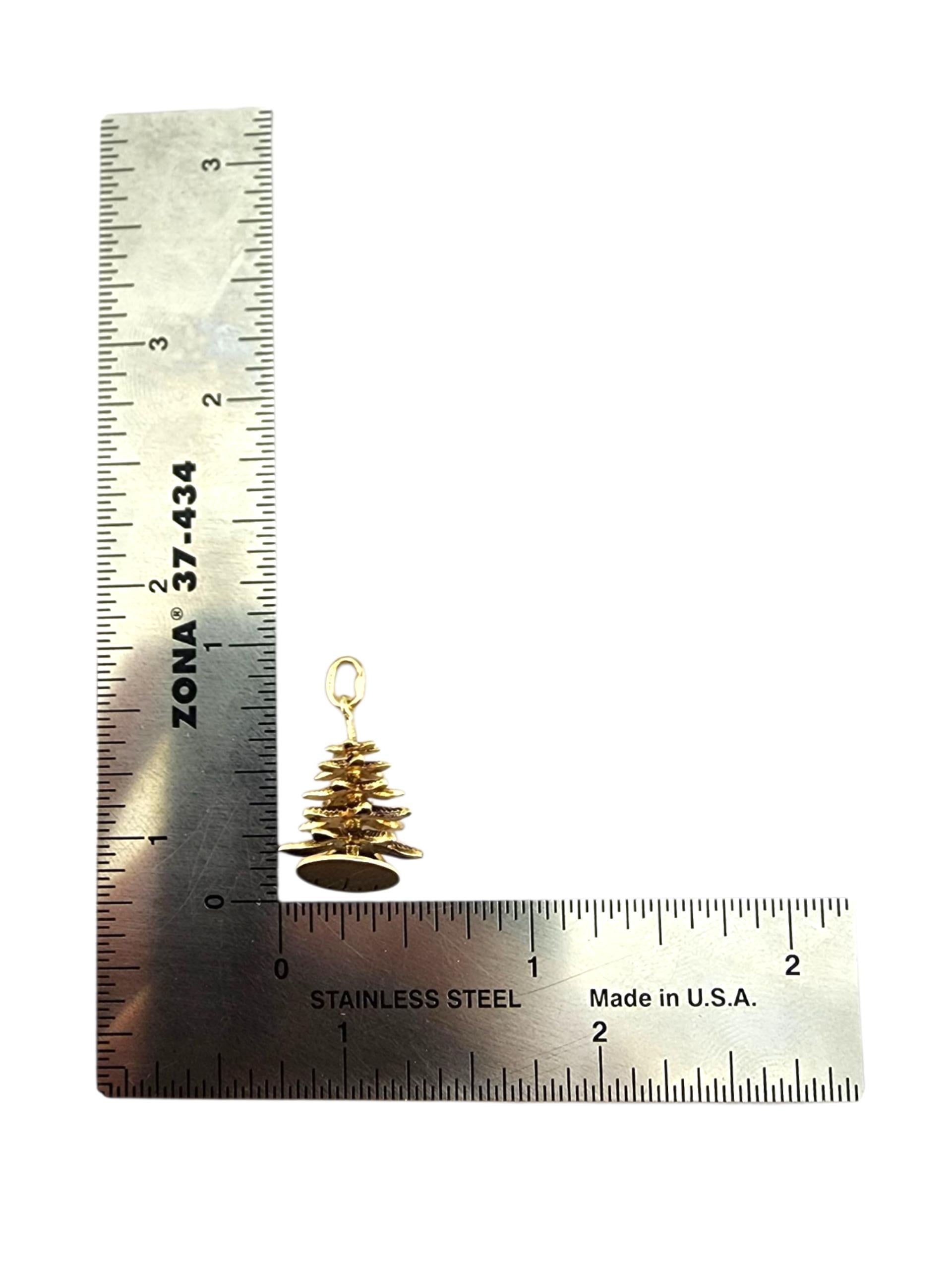 Breloque de sapin de Noël en or jaune 14 carats #23172 en vente 3