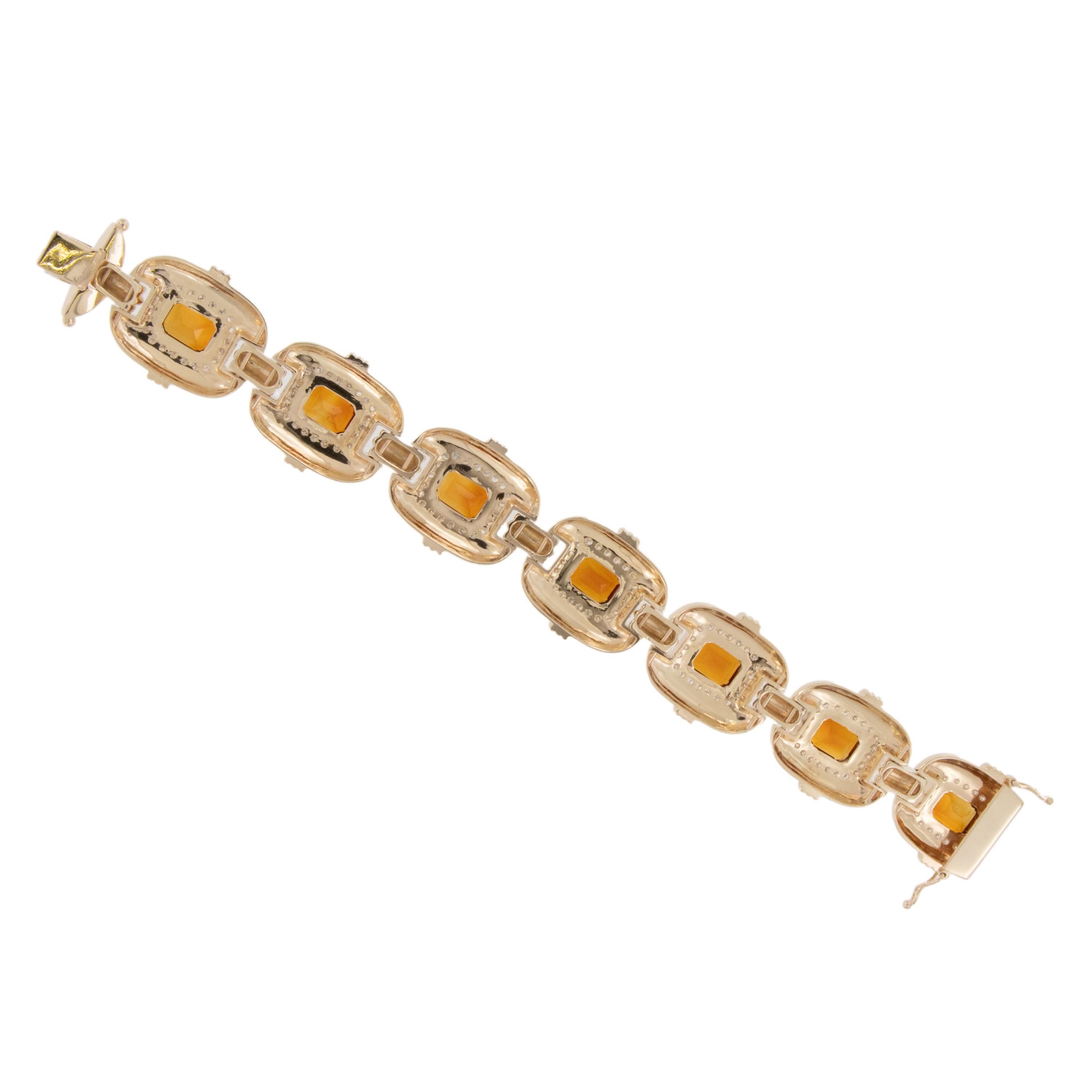 Contemporain Bracelet en or jaune 14 carats avec citrine Madère de 12,28 carats et diamants de 1,50 carat en vente