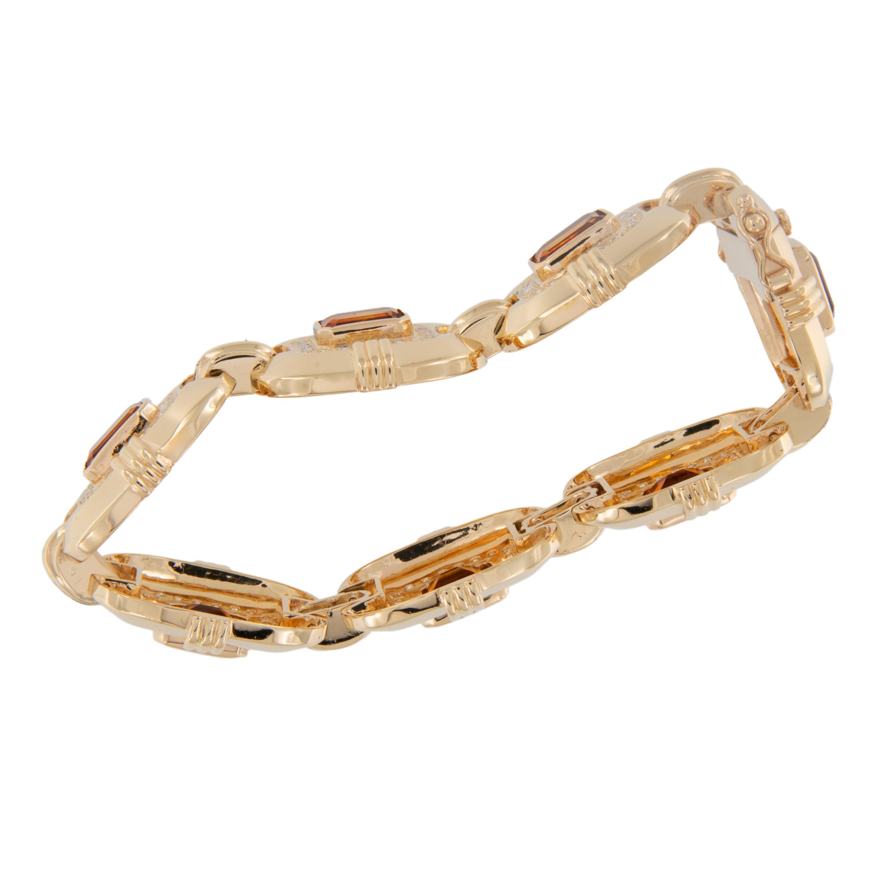 Bracelet en or jaune 14 carats avec citrine Madère de 12,28 carats et diamants de 1,50 carat Excellent état - En vente à Troy, MI