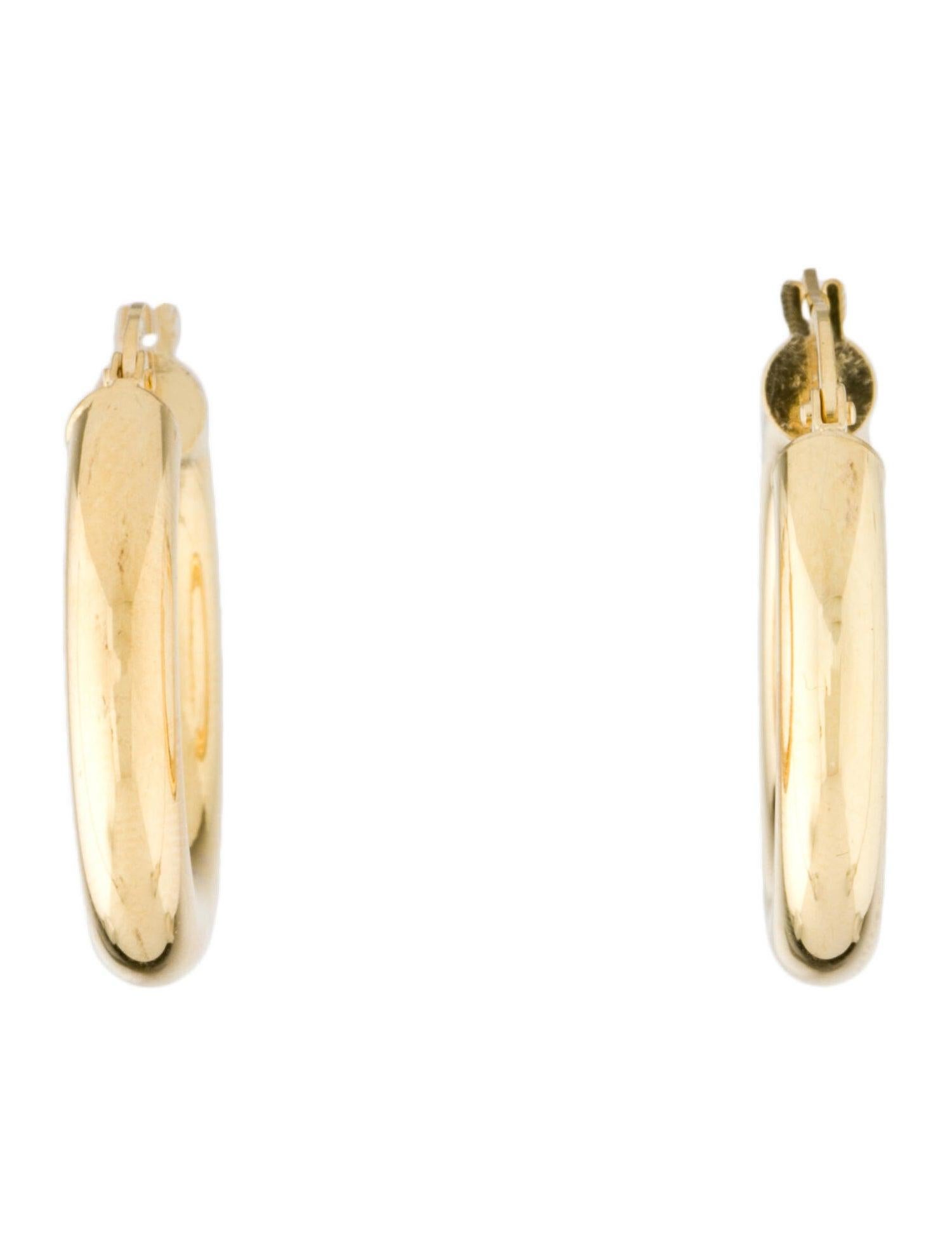 Contemporain Créoles creux épaisses en or jaune 14 carats de taille légère en vente