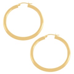 14 Karat Yellow Gold Chunky Light-Weight Hollow Hoop Earrings