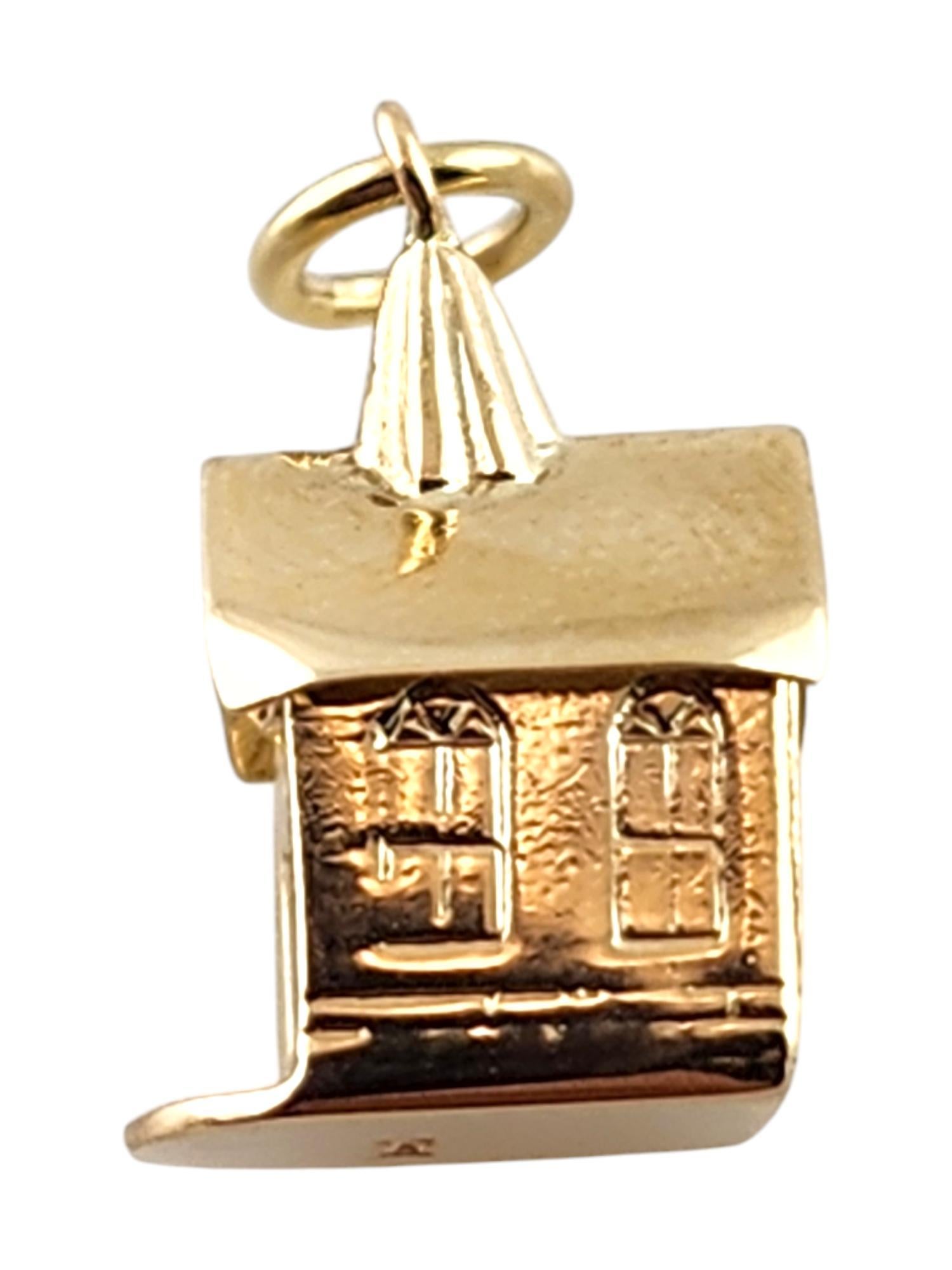 14 Karat Yellow Gold Church Chapel Charm #19809

This gorgeous church charm was crafted from 14K yellow gold with meticulous detailing!

Size: 15.3mm X 8.9mm X 9.7mm

Weight: 2.2 g/ 1.4 dwt

Hallmark: 14K

Very good condition, professionally