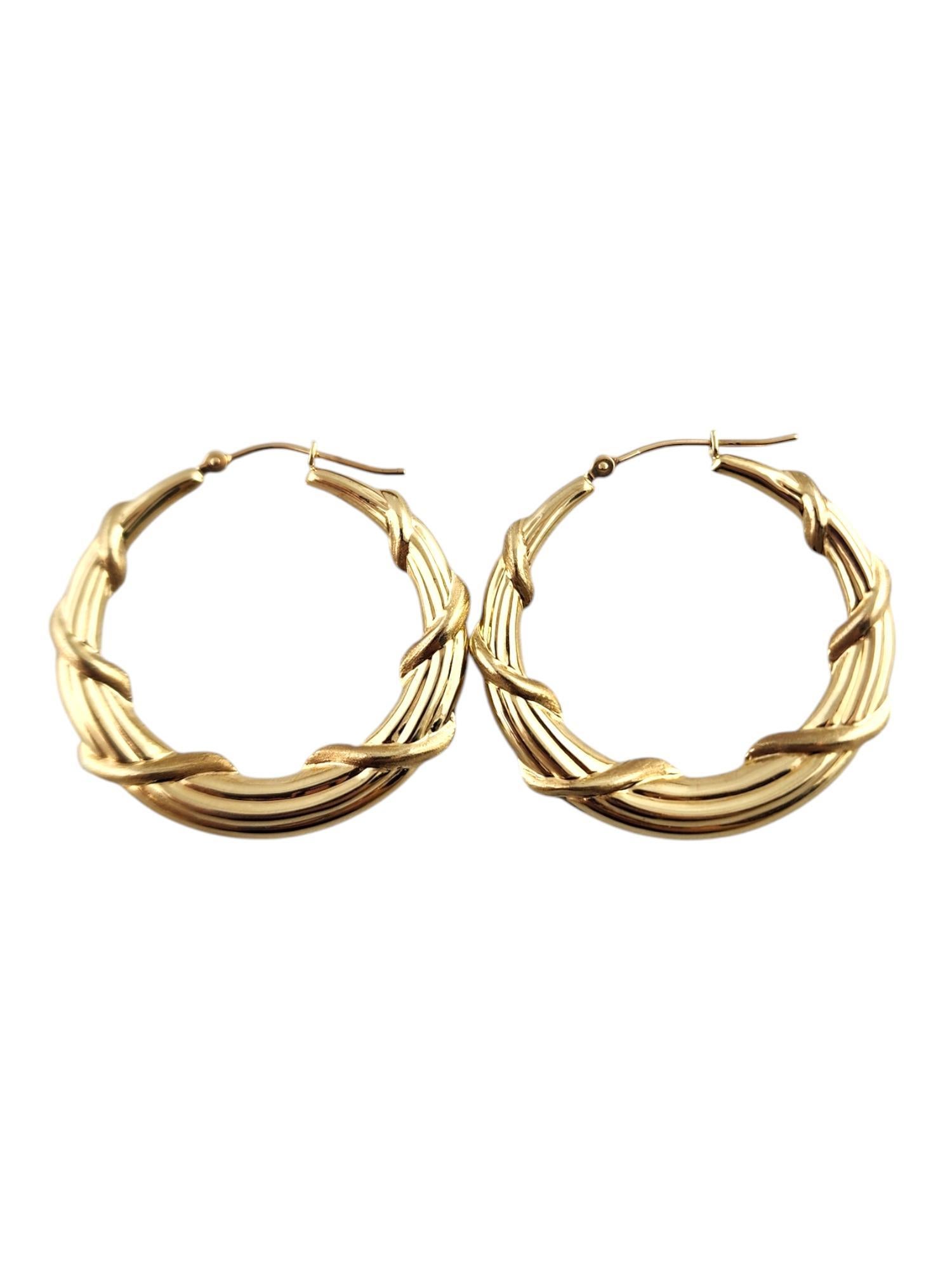 De las mujeres Pendientes de aro circulares de oro amarillo de 14 quilates #19345 en venta