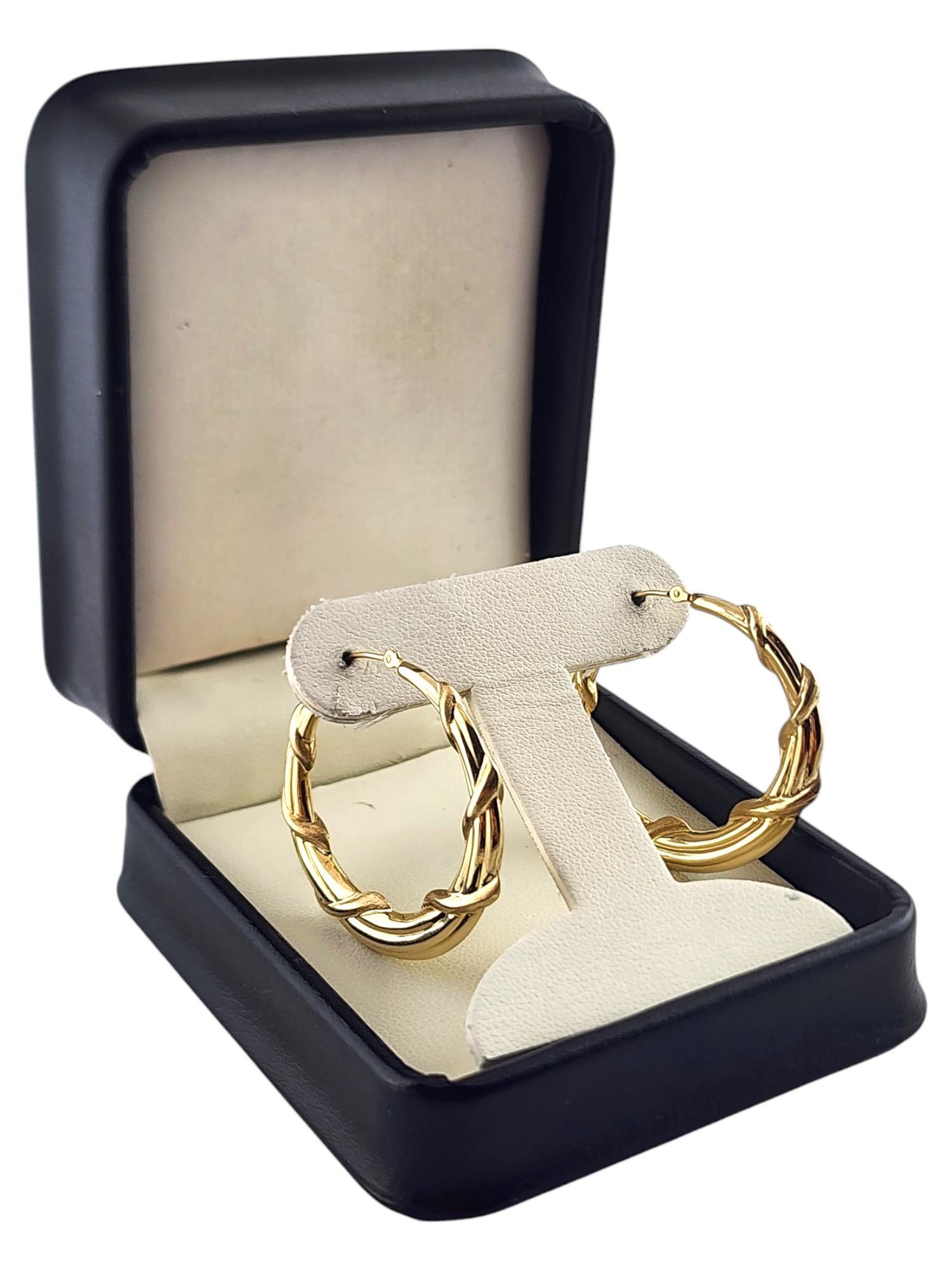 Pendientes de aro circulares de oro amarillo de 14 quilates #19345 en venta 3