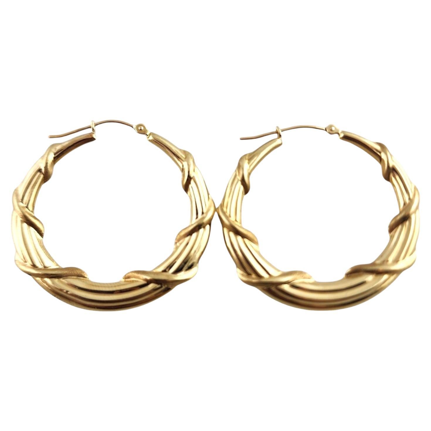 Pendientes de aro circulares de oro amarillo de 14 quilates #19345 en venta