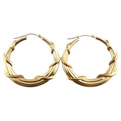Pendientes de aro circulares de oro amarillo de 14 quilates #19345