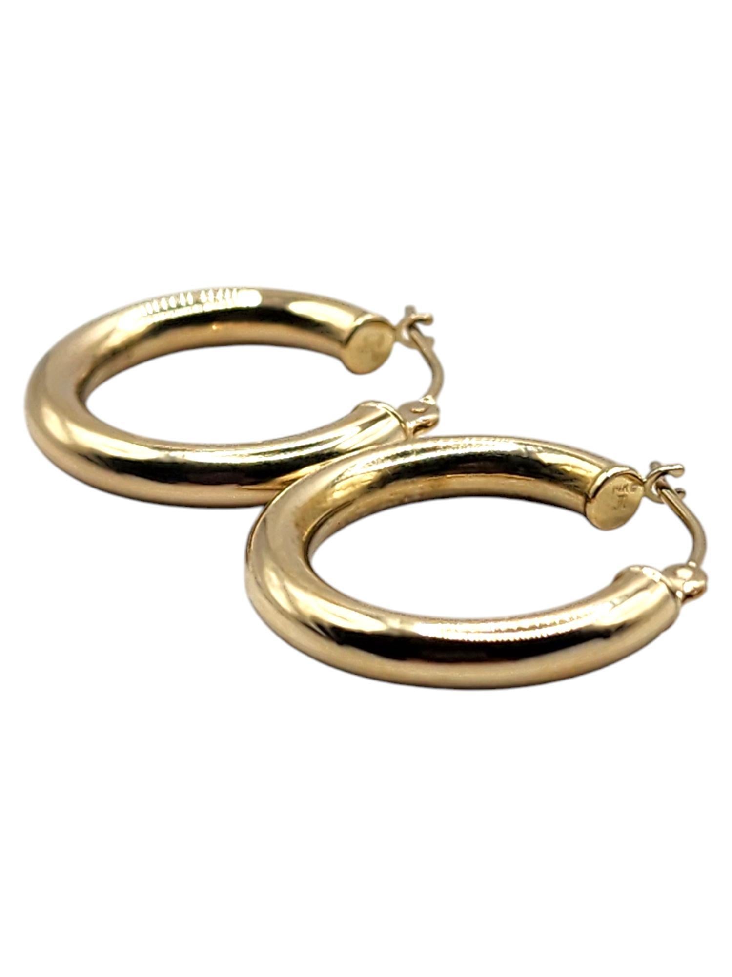 14 Karat Yellow Gold Circle Hoop Earrings #20467 In Good Condition For Sale In Washington Depot, CT