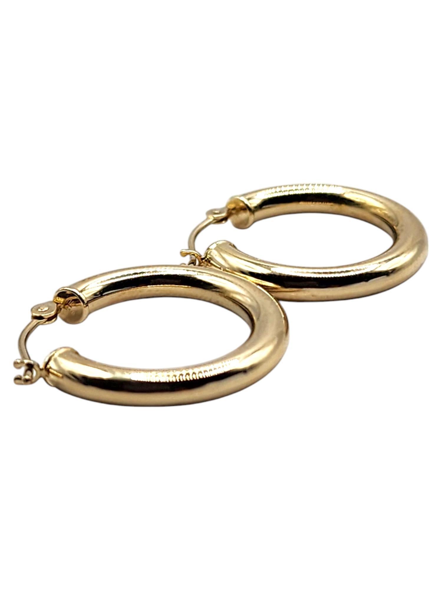 Women's 14 Karat Yellow Gold Circle Hoop Earrings #20467 For Sale