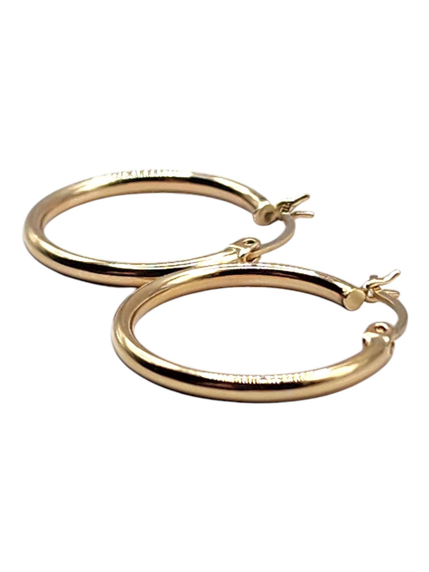 14 Karat Yellow Gold Circle Hoop Earrings #20475 In Good Condition For Sale In Washington Depot, CT