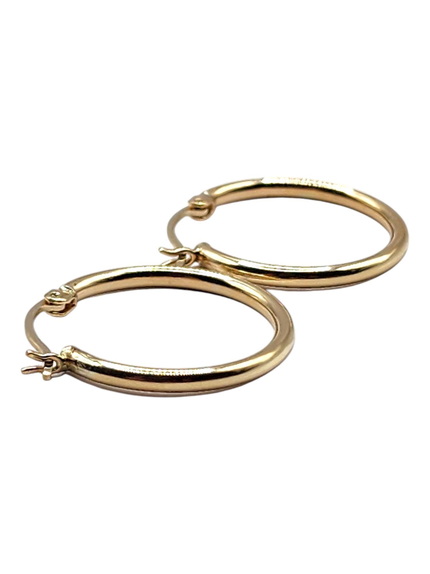 Women's 14 Karat Yellow Gold Circle Hoop Earrings #20475 For Sale