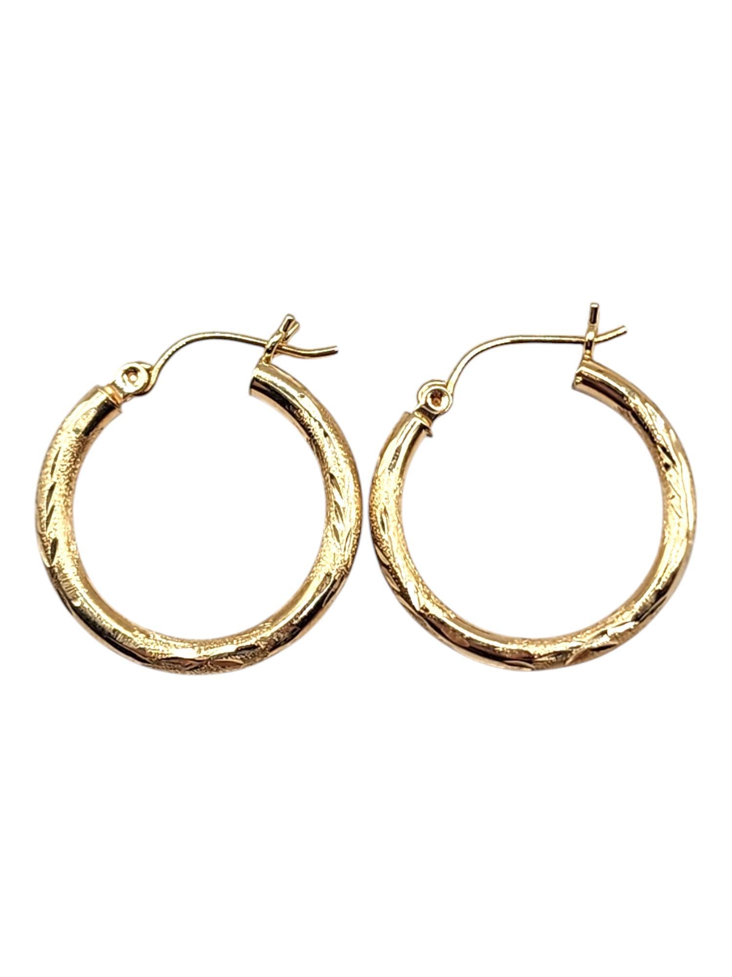 Pendientes de aro circulares de oro amarillo de 14 quilates #20483