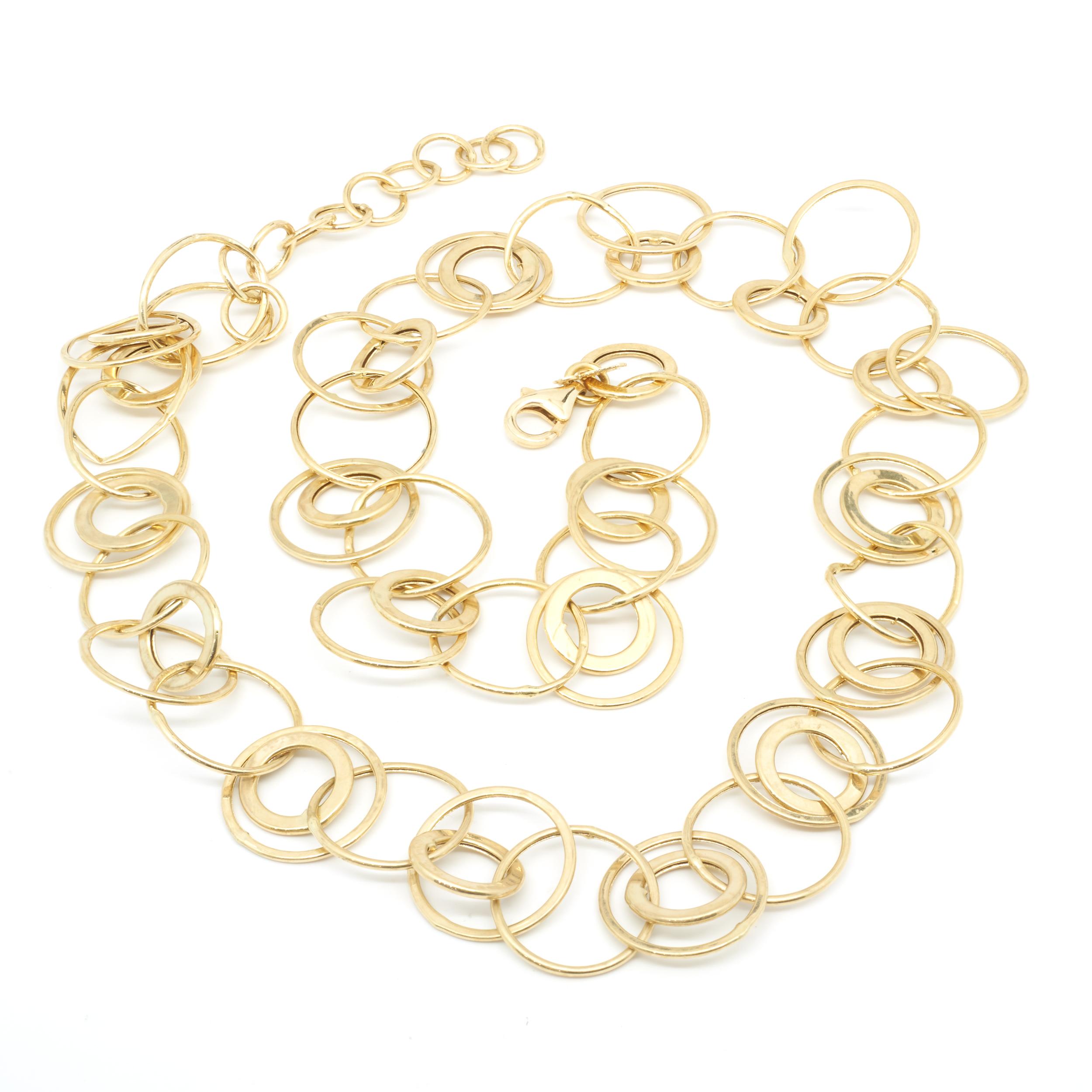 Women's 14 Karat Yellow Gold Circle Link Collar Necklace