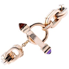 14 Karat Yellow Gold Citrine and Amethyst Link Bracelet