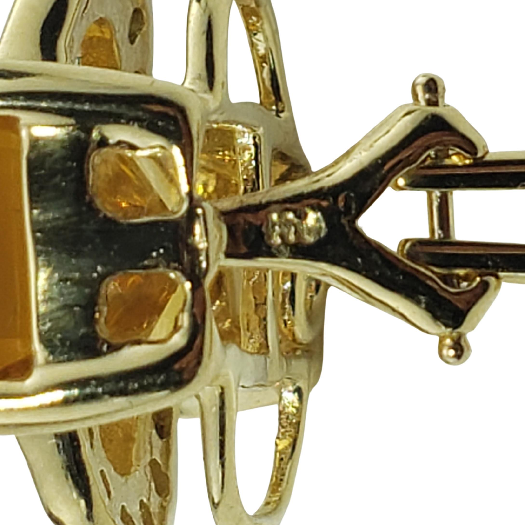 Boucles d'oreilles à clip en or jaune 14 carats avec citrine et diamant #12886 Pour femmes en vente