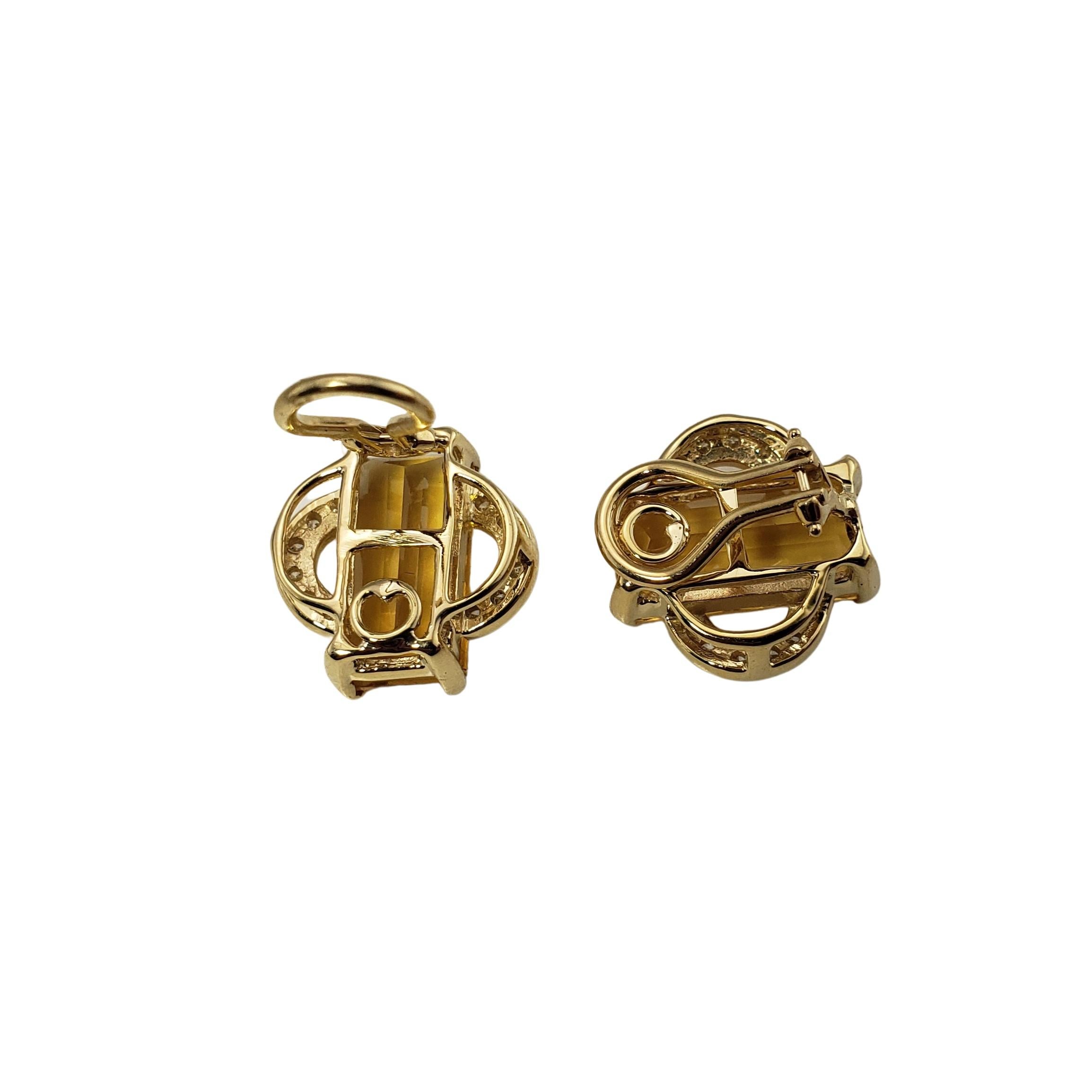 Boucles d'oreilles à clip en or jaune 14 carats avec citrine et diamant #12886 en vente 2