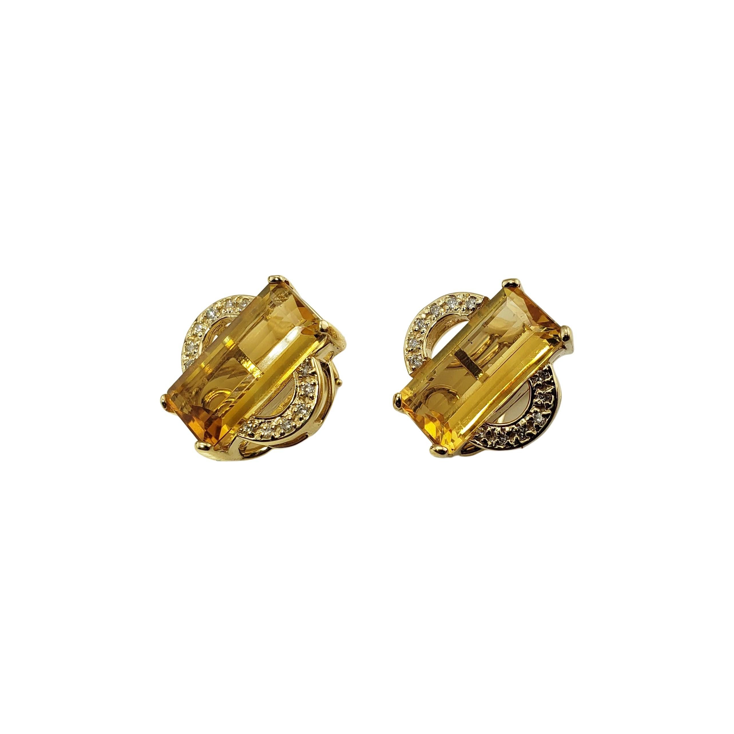 Boucles d'oreilles à clip en or jaune 14 carats avec citrine et diamant #12886 en vente 3