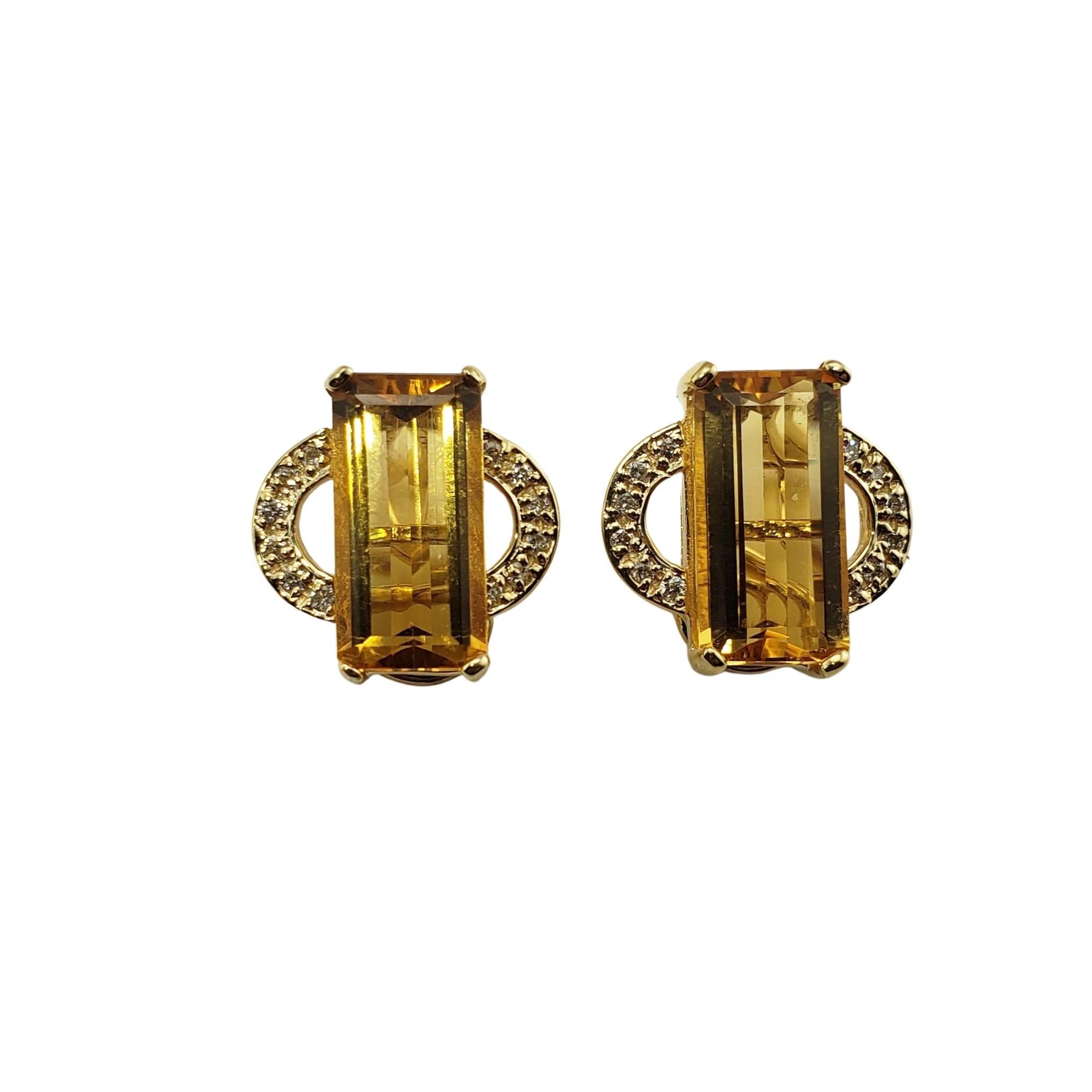 Boucles d'oreilles à clip en or jaune 14 carats avec citrine et diamant #12886 en vente 4