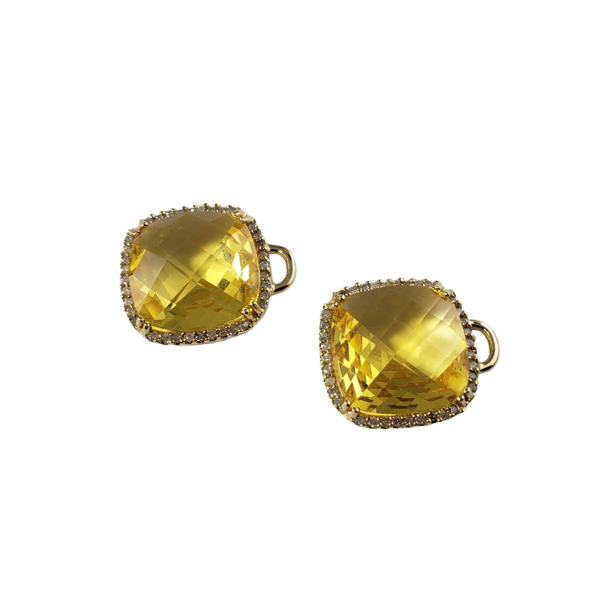 14 Karat Yellow Gold Citrine and Diamond Earring Enhancers #13773 In Good Condition For Sale In Washington Depot, CT