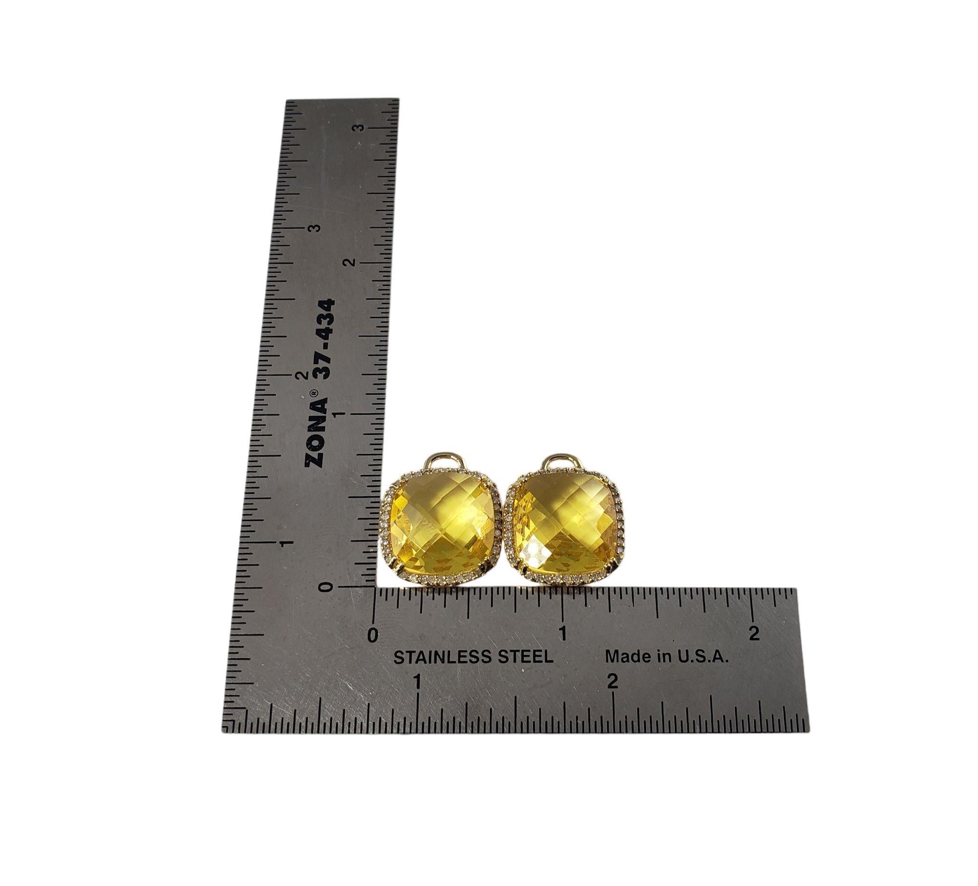 Boucles d'oreilles en or jaune 14 carats, citrines et diamants #13773 en vente 2