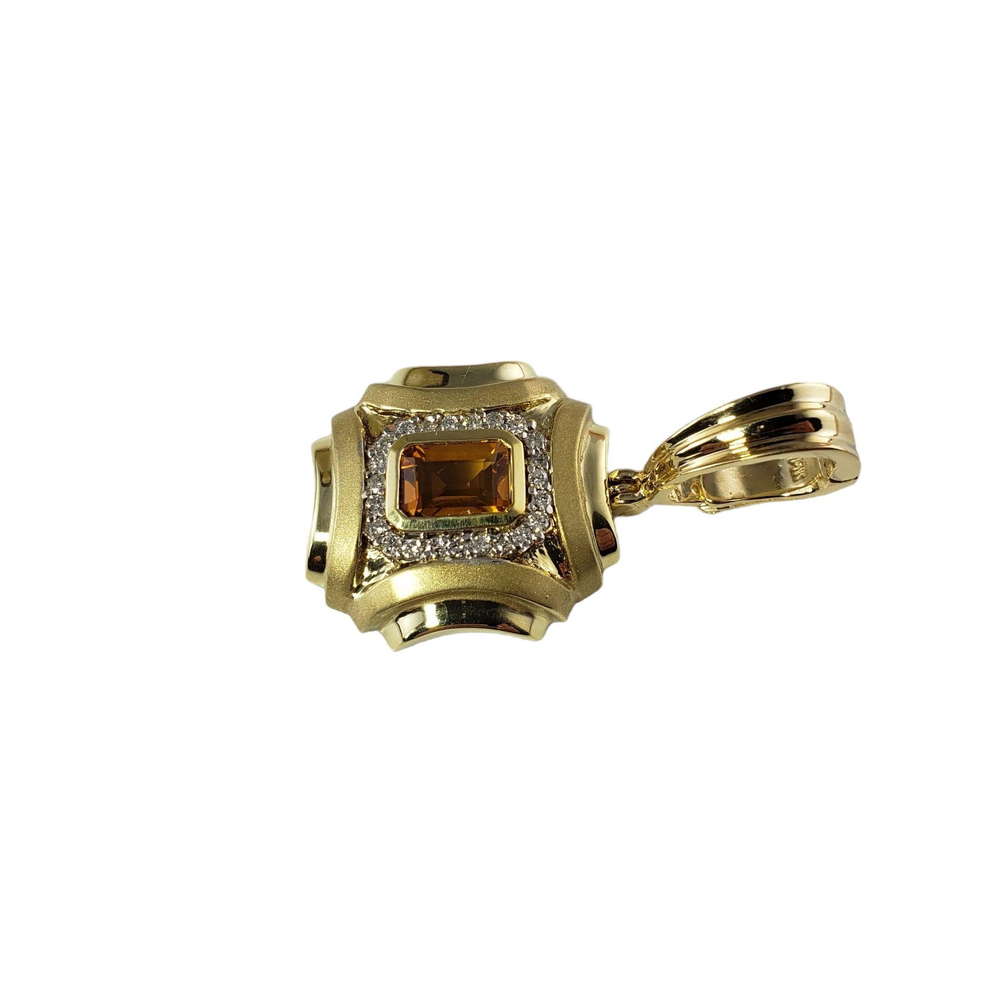 14 Karat Yellow Gold Citrine and Diamond Pendant #14026 In Good Condition For Sale In Washington Depot, CT