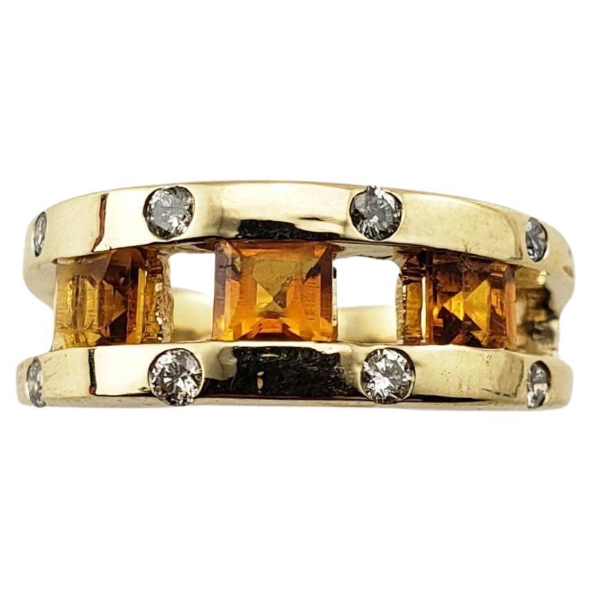 14 Karat Yellow Gold Citrine and Diamond Ring For Sale