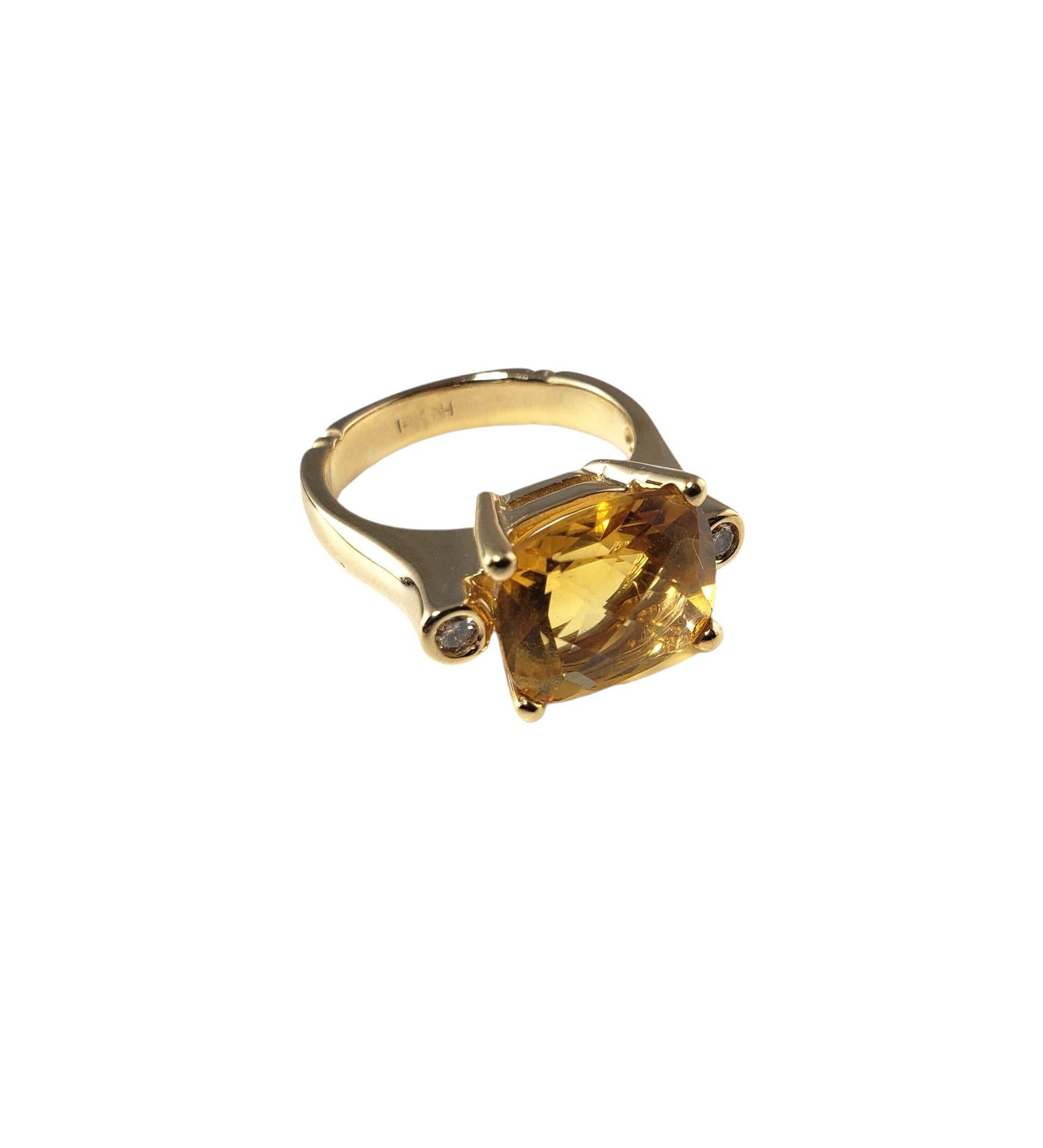 Oval Cut 14 Karat Yellow Gold Citrine and Diamond Ring Size 7 #14835 For Sale