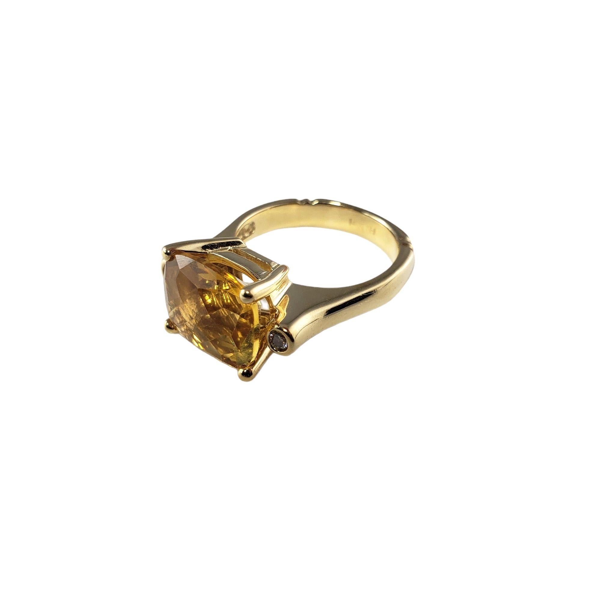 14 Karat Yellow Gold Citrine and Diamond Ring Size 7 #14835 In Good Condition For Sale In Washington Depot, CT