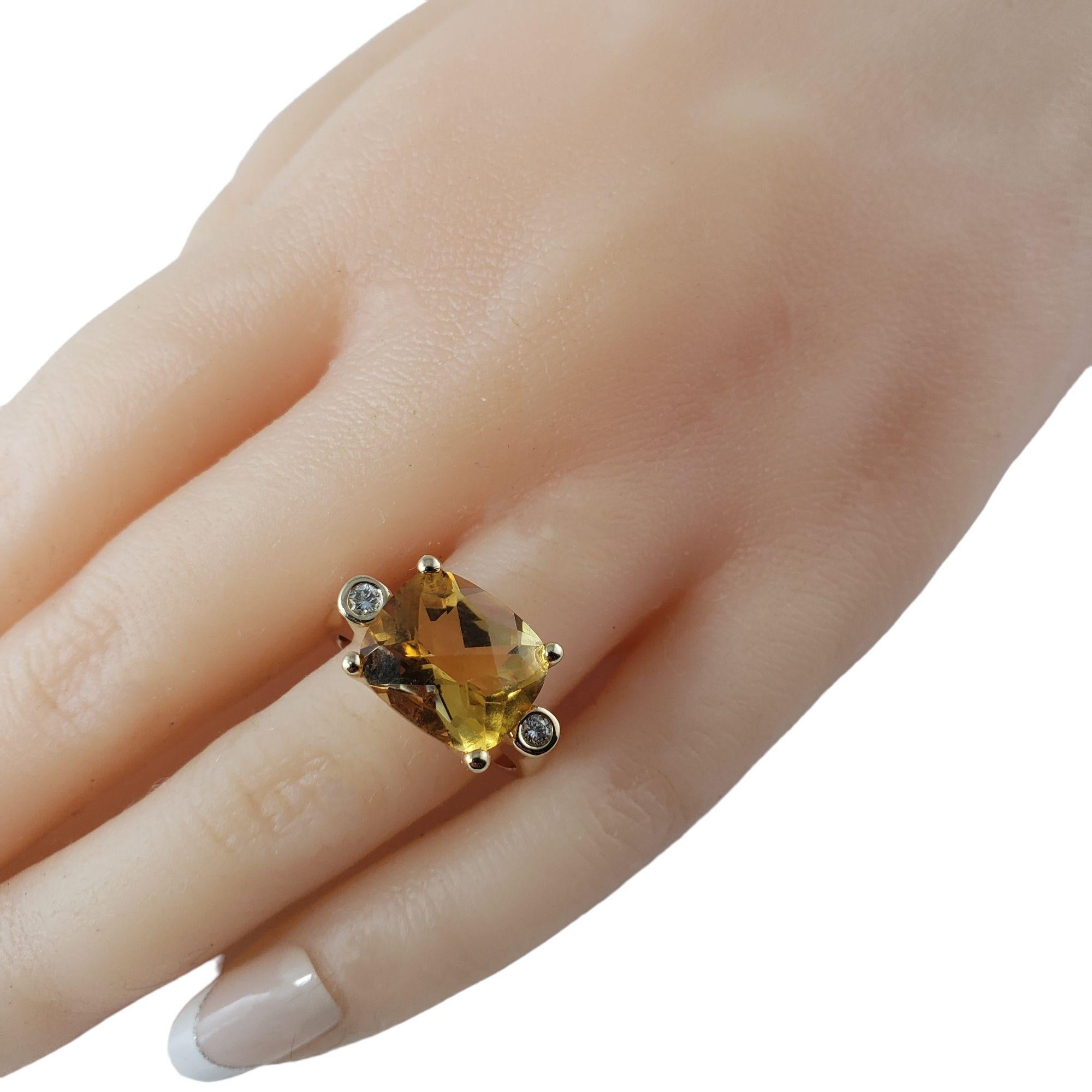 14 Karat Yellow Gold Citrine and Diamond Ring Size 7 #14835 For Sale 3