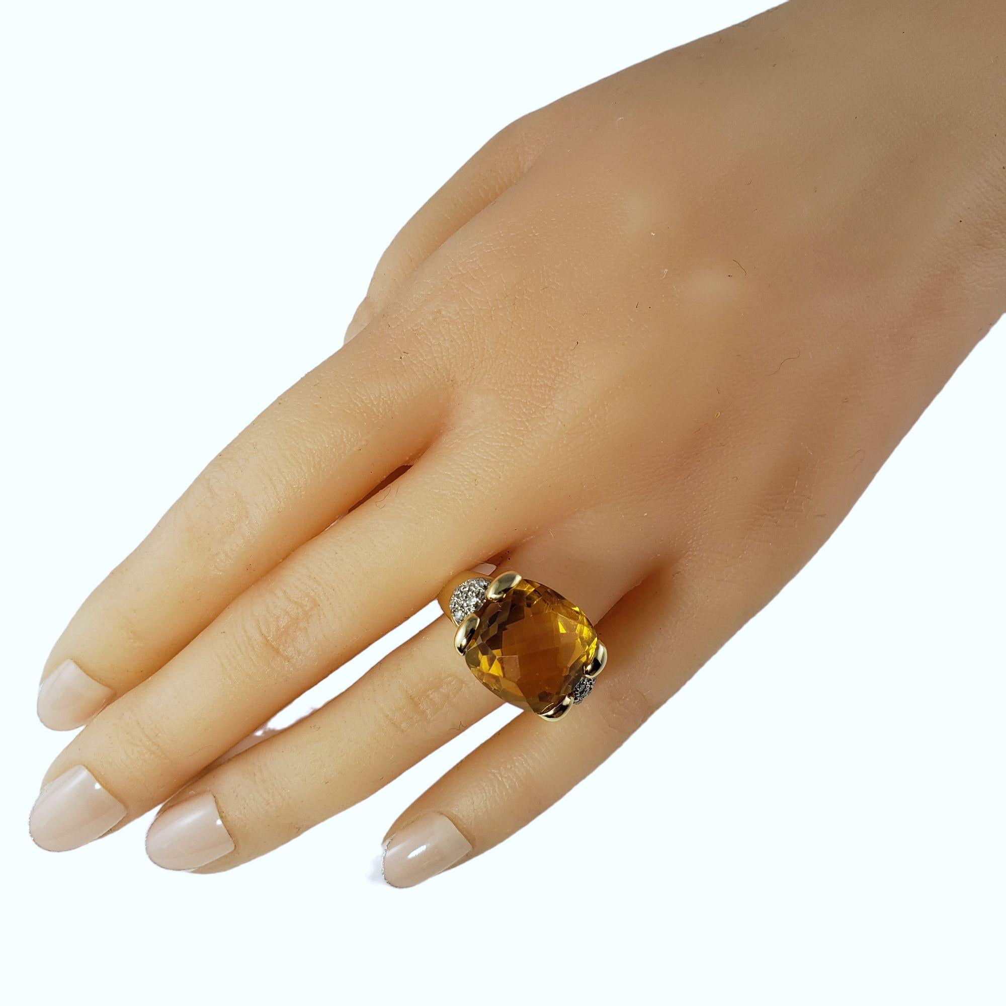 14 Karat Yellow Gold Citrine and Diamond Ring #13902 For Sale 5