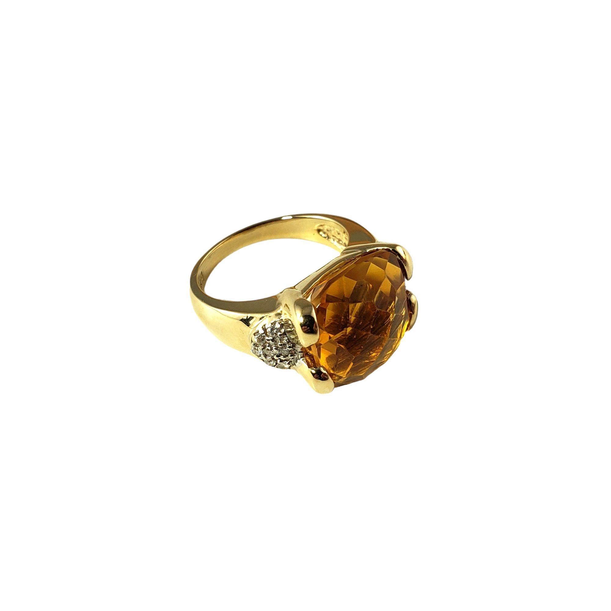 14 Karat Yellow Gold Citrine and Diamond Ring #13902 In Good Condition For Sale In Washington Depot, CT